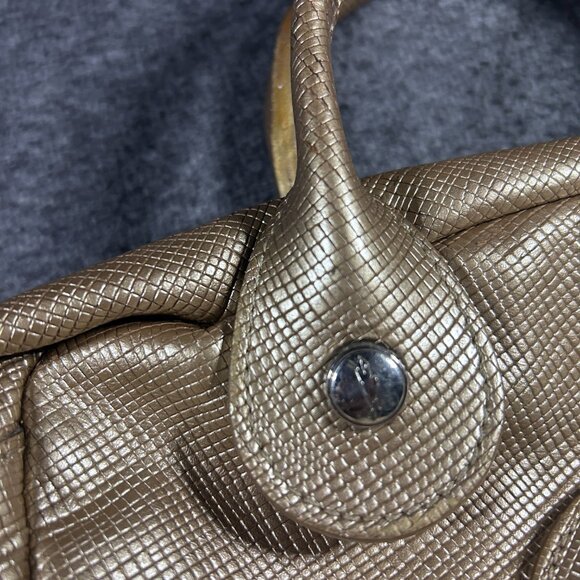 Longchamp Quadri Handbag Purse Leather Metallic Gold Charms Keychains - Picture 13 of 16